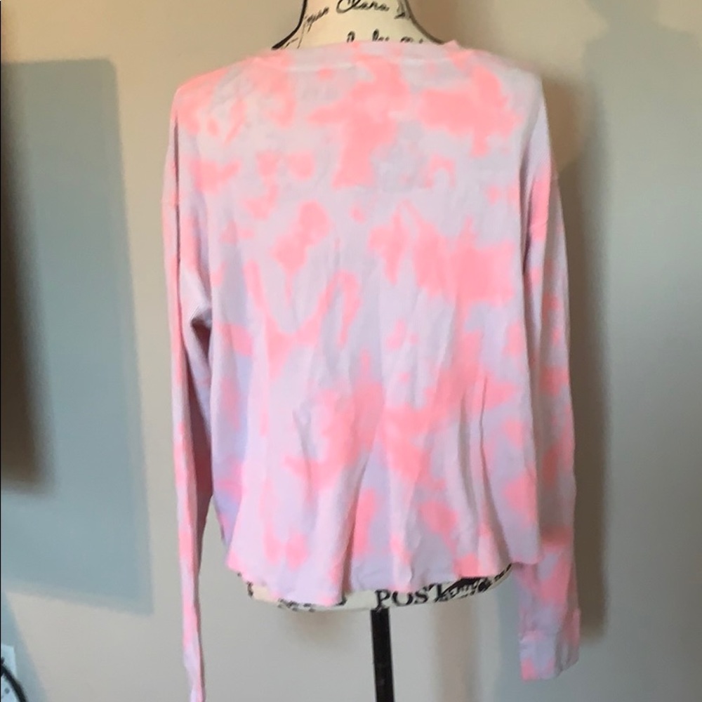 Waffle crop tie dye pink